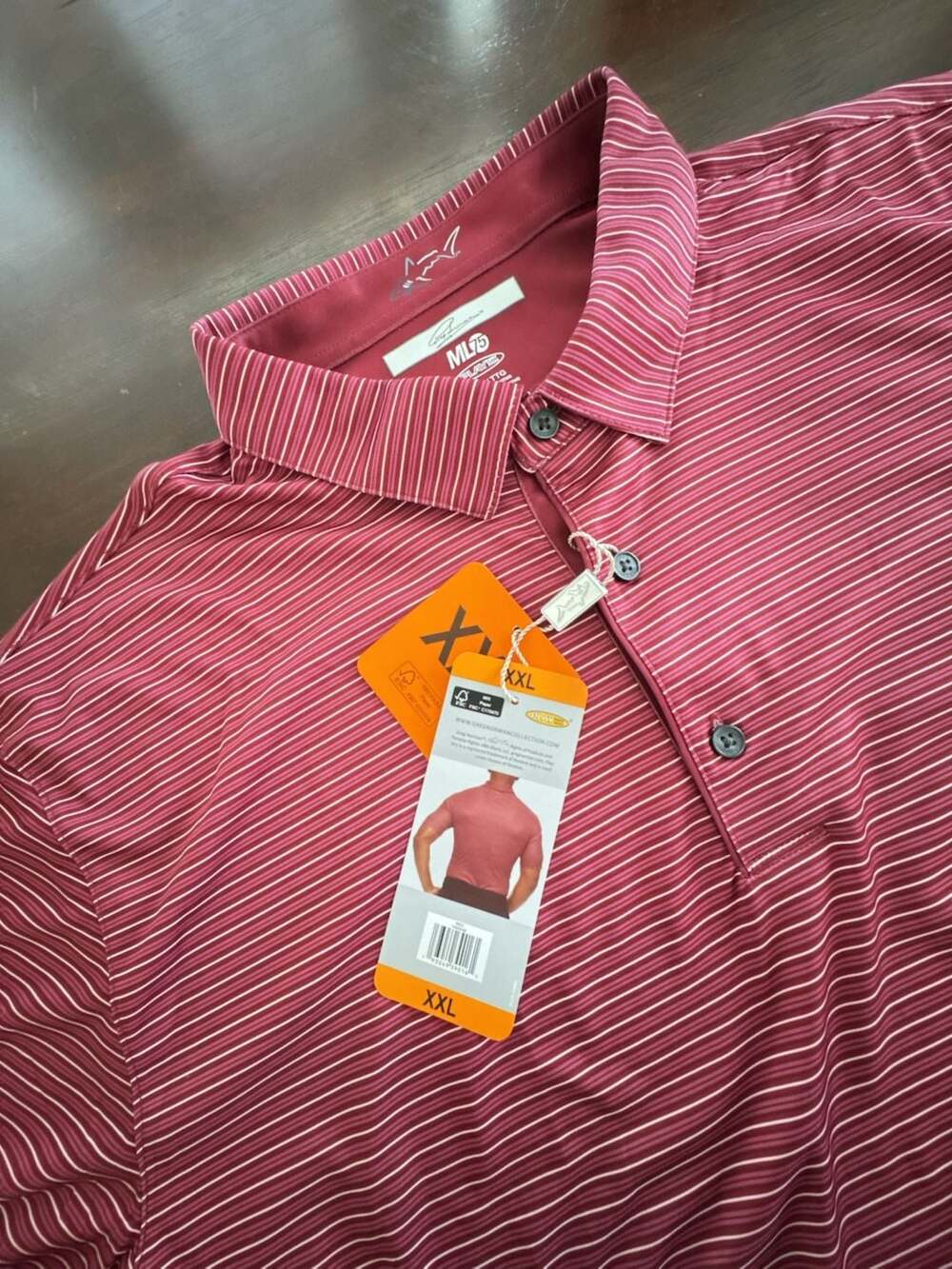 Greg Norman ML75 Polo Shirt Size XXL Red Striped Golf